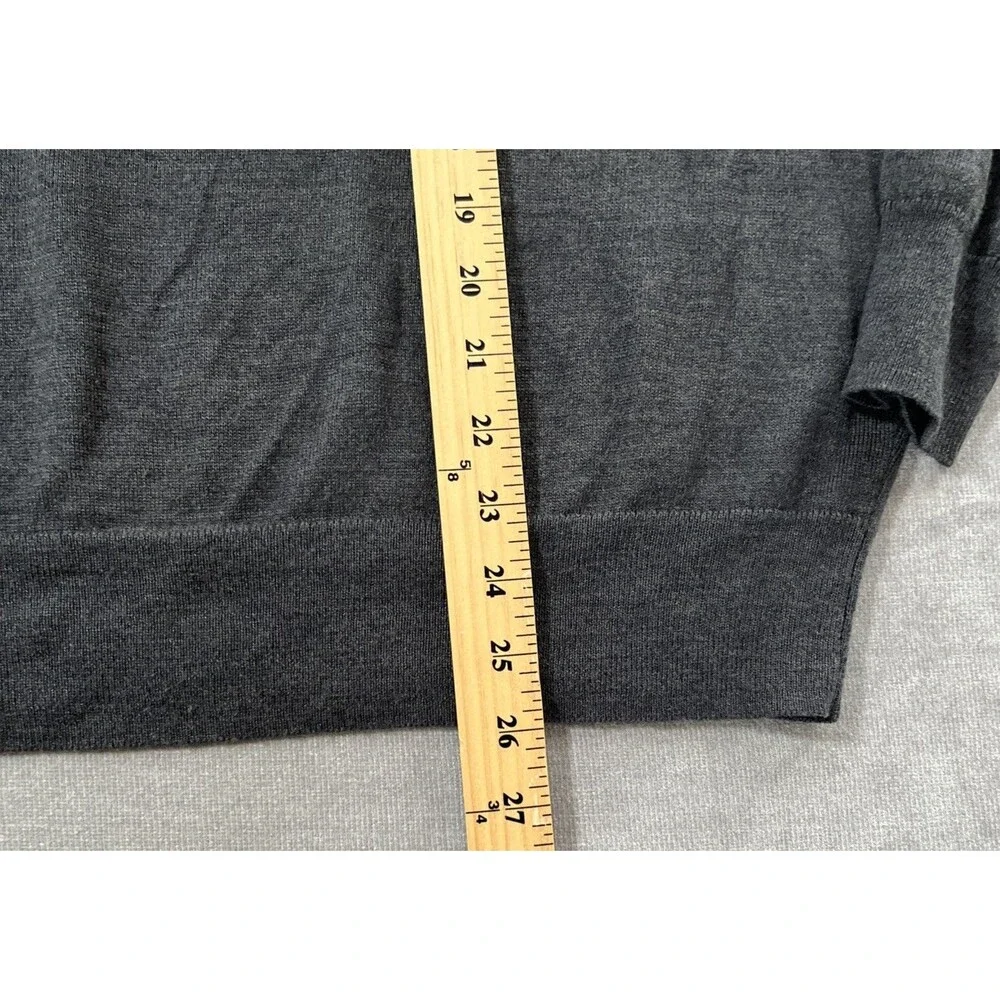 J Crew Merino Wool Blend Sweater Mens XL V-Neck Heather Charcoal Gray Washable